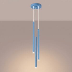 Pastelo 3-Light Cylinder Pendant Cluster - Azure Uncategorized Great Lighting UK Ltd