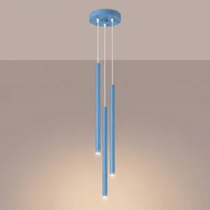 Pastelo 3-Light Cylinder Pendant Cluster - Azure Cylinder & Pendant Clusters Great Lighting UK Ltd