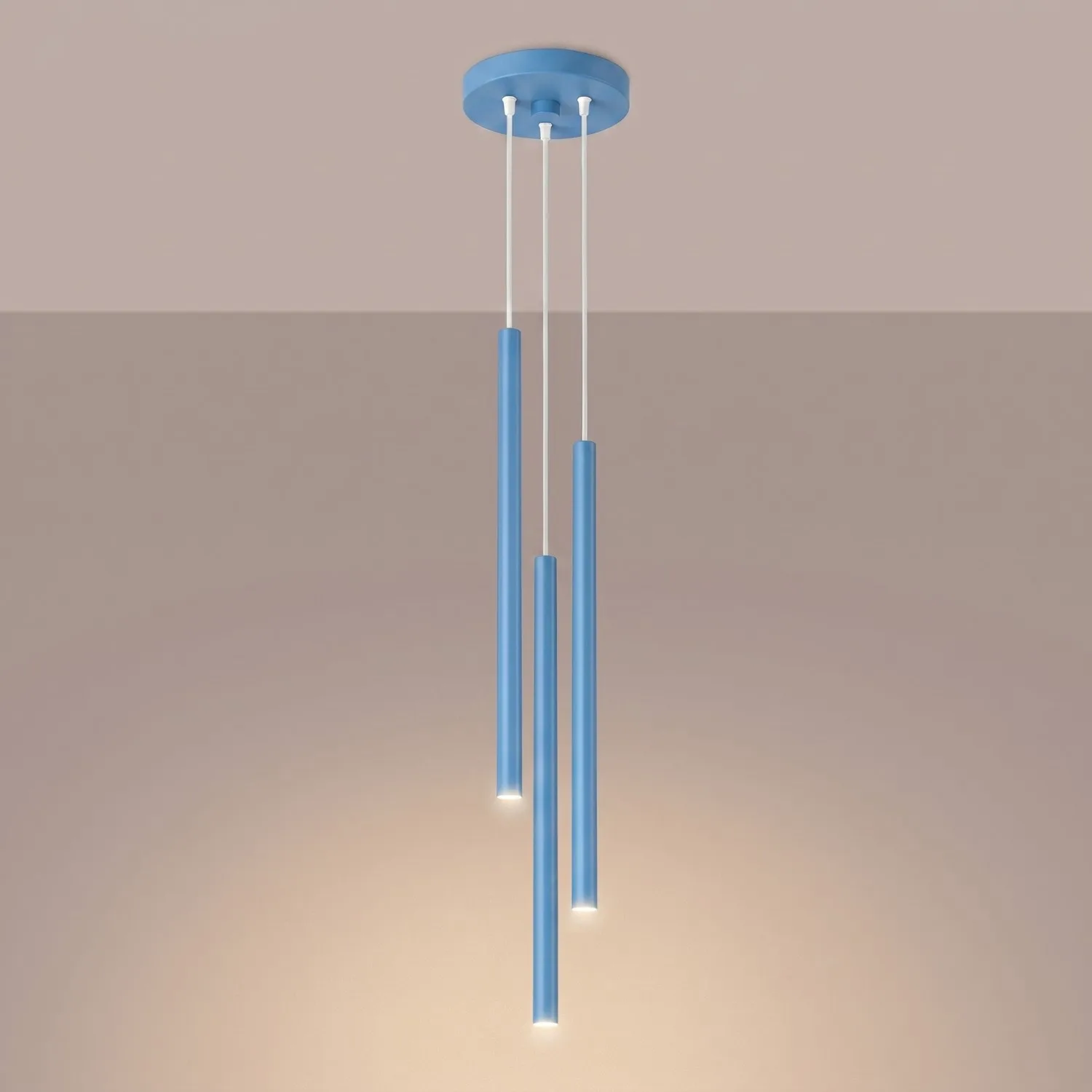 Pastelo 3-Light Cylinder Pendant Cluster - Azure Cylinder & Pendant Clusters Great Lighting UK Ltd