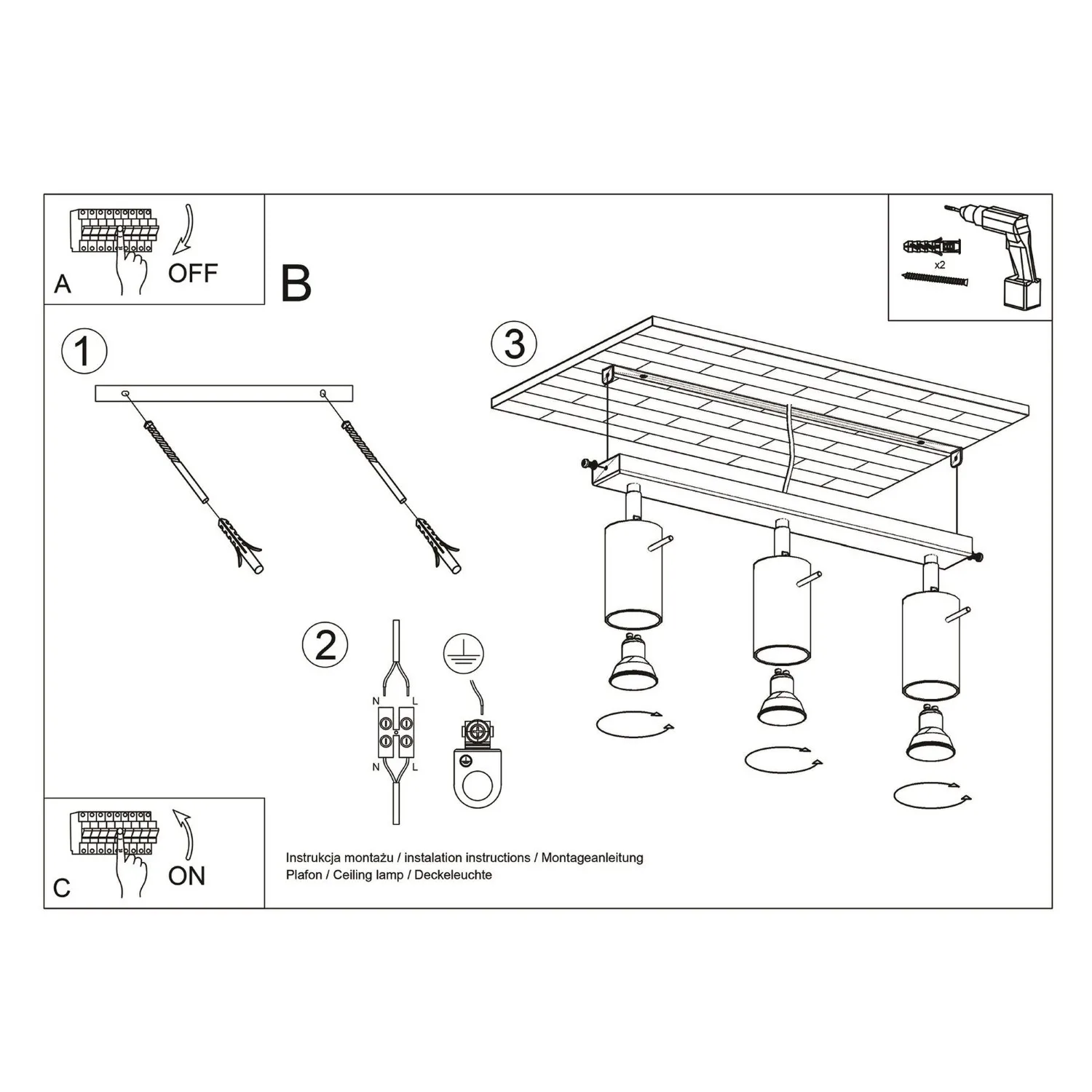 Ring 3-Light Ceiling Bar - Taupe 3 Light Spotlights Great Lighting UK Ltd