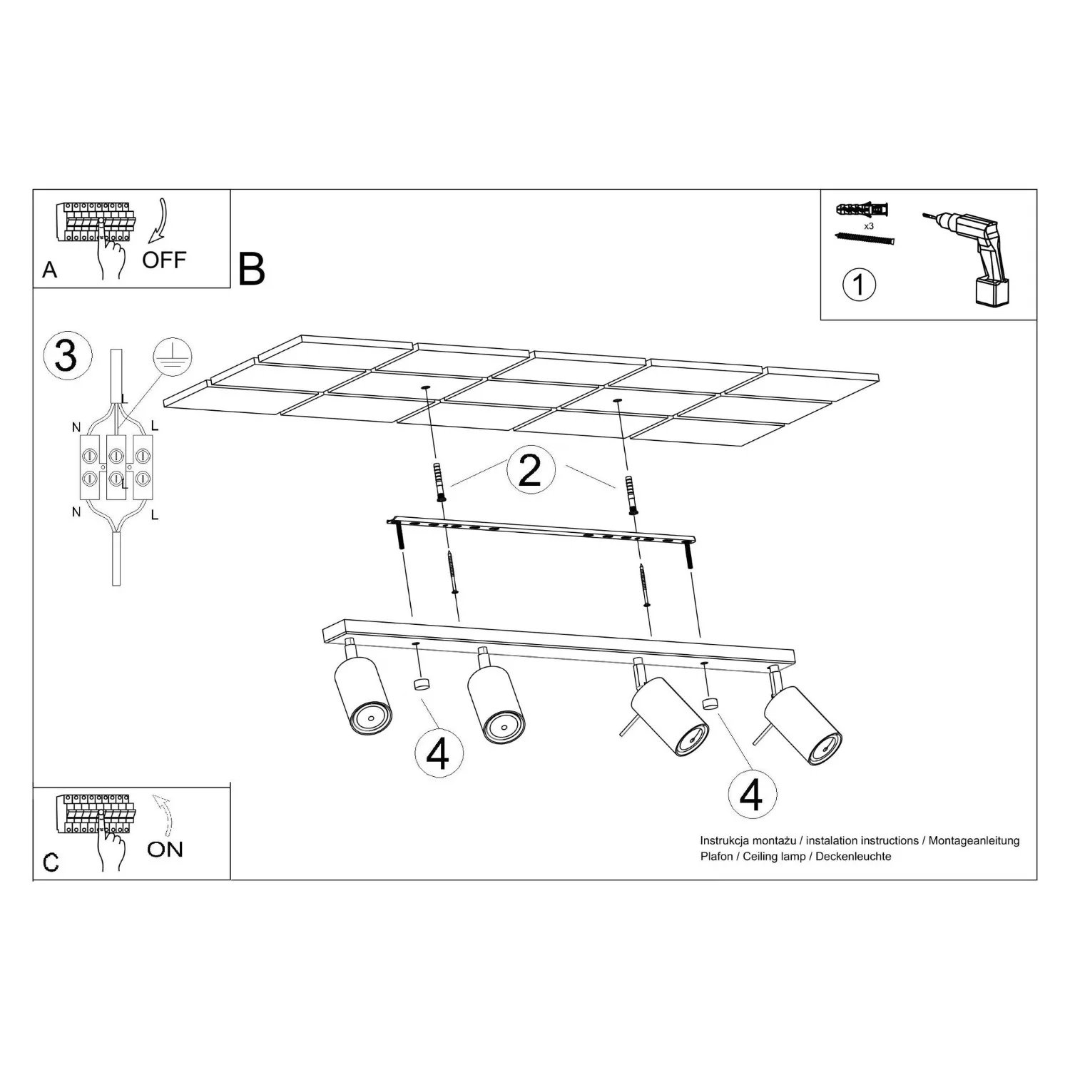 Ring 4-Light Ceiling Bar - Taupe Uncategorized Great Lighting UK Ltd