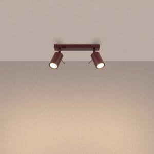Ring 2-Light Ceiling Bar - Burgundy Uncategorized Great Lighting UK Ltd