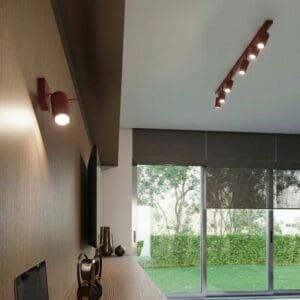 Ring 3-Light Ceiling Bar - Burgundy Uncategorized Great Lighting UK Ltd