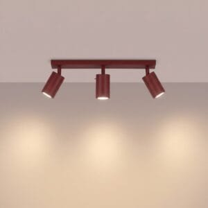 Ring 3-Light Ceiling Bar - Burgundy Uncategorized Great Lighting UK Ltd