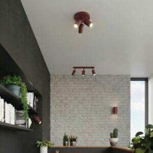 Ring 3-Light Ceiling Cluster - Burgundy Uncategorized Great Lighting UK Ltd