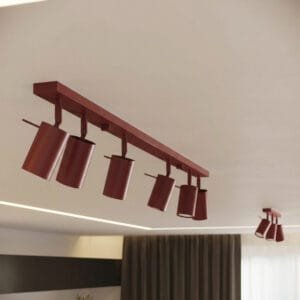 Ring 6-Light Ceiling Bar - Burgundy Uncategorized Great Lighting UK Ltd
