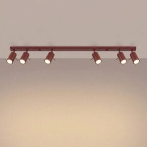 Ring 6-Light Ceiling Bar - Burgundy Uncategorized Great Lighting UK Ltd