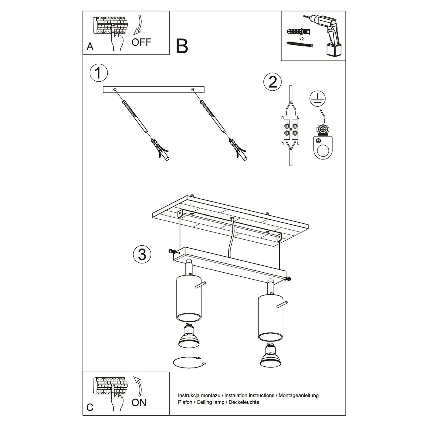Ring 2-Light Ceiling Bar - Red 2 Light Spotlight Great Lighting UK Ltd