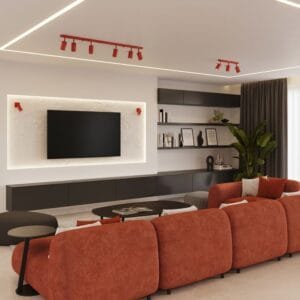 Ring 2-Light Ceiling Bar - Red Uncategorized Great Lighting UK Ltd