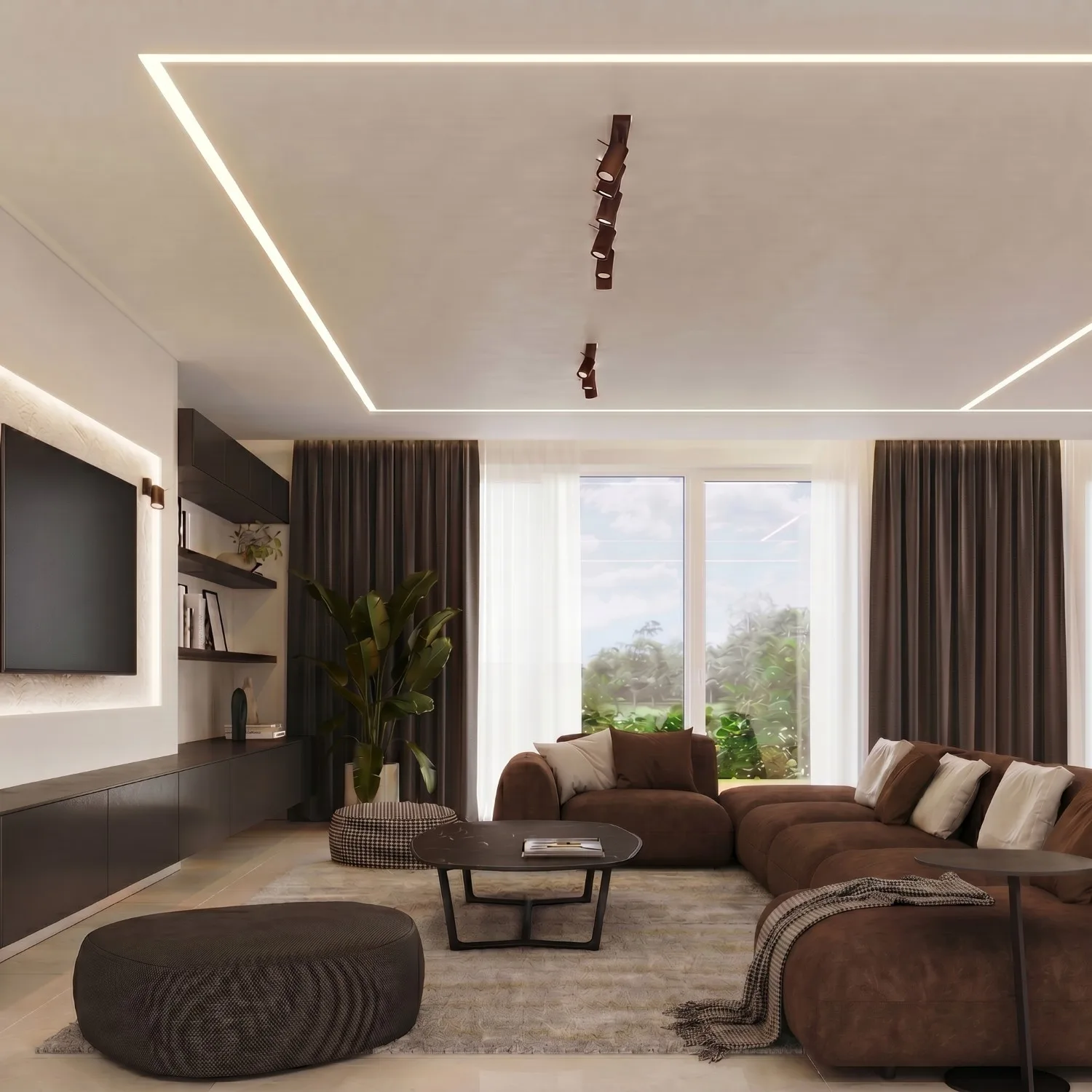 Ring 2-Light Ceiling Bar - Brown 2 Light Spotlight Great Lighting UK Ltd
