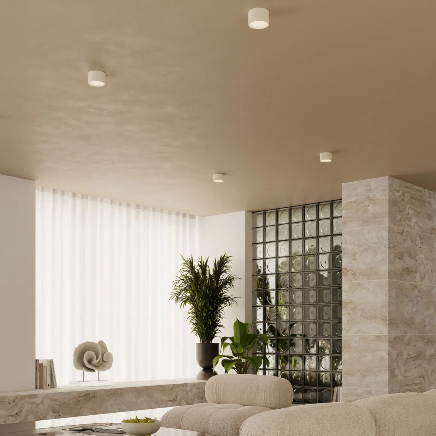 MODO 1 Beige Ceiling Light Single Kitchen Spotlights Great Lighting UK Ltd
