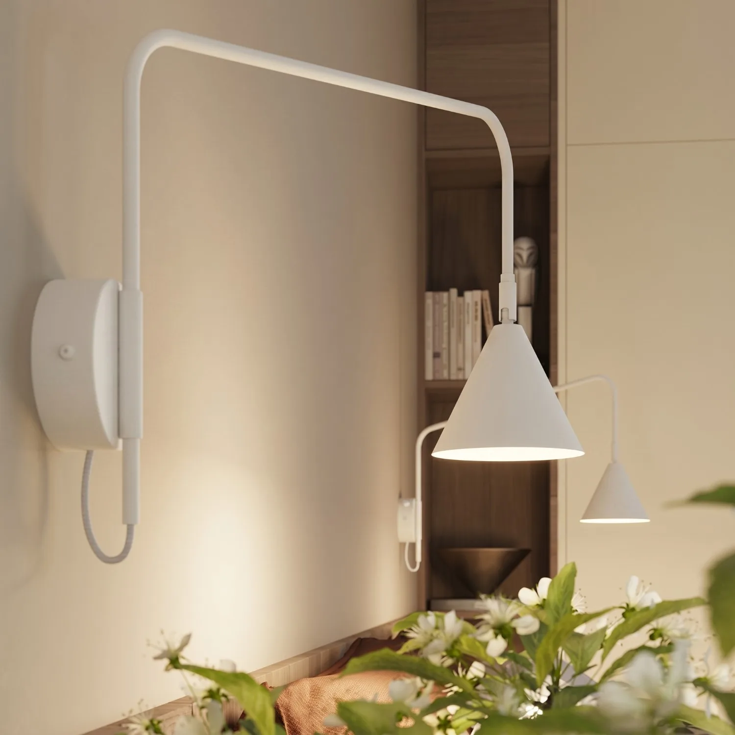 Switched NOX Wall Light - White Modern Adjustable Wall Lights Great Lighting UK Ltd