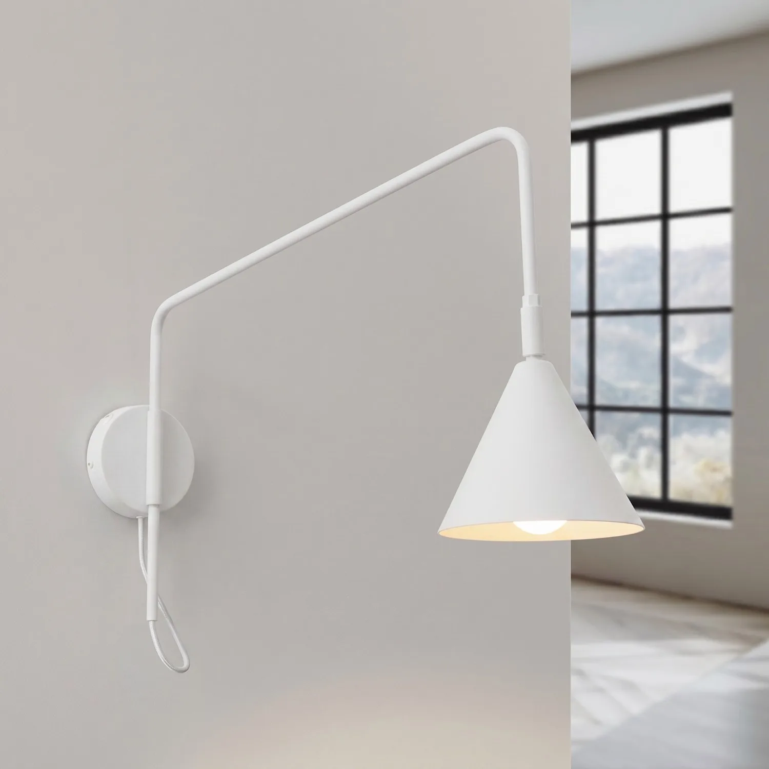 Switched NOX Wall Light - White Modern Adjustable Wall Lights Great Lighting UK Ltd