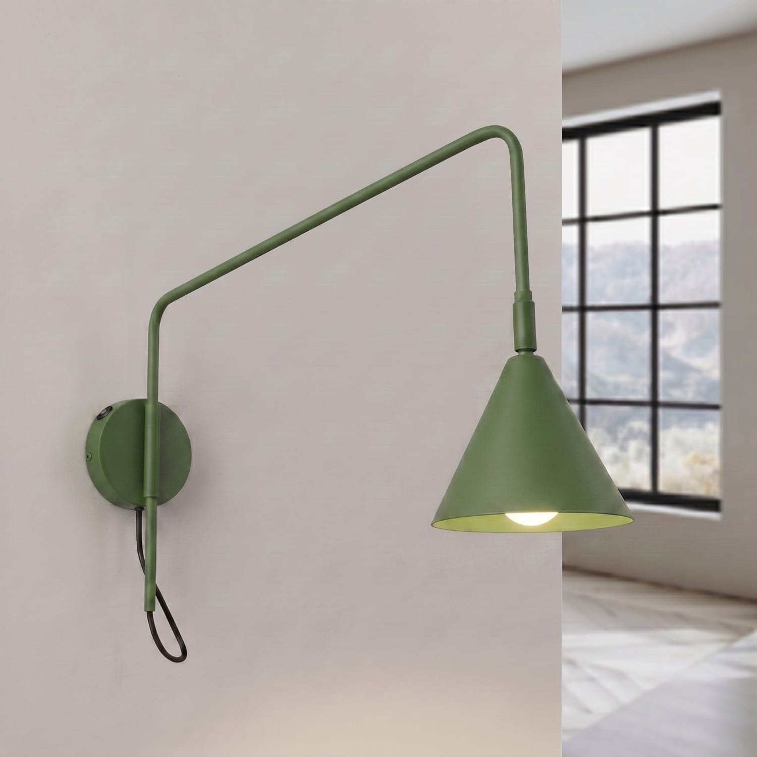 Switched NOX Wall Light - Olive Green Uncategorized Great Lighting UK Ltd