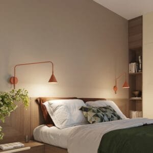 Switched NOX Wall Light - Red Ochre Modern Adjustable Wall Lights Great Lighting UK Ltd