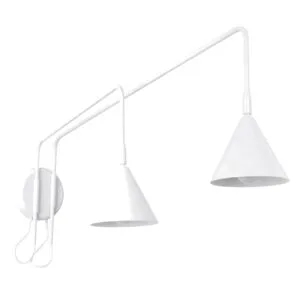 Switched NOX Twin Arm Wall Light - White Double Wall Lights Great Lighting UK Ltd