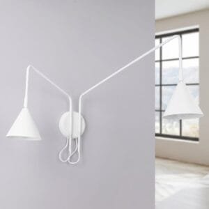 Switched NOX Twin Arm Wall Light - White Uncategorized Great Lighting UK Ltd