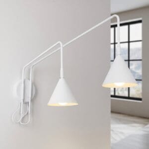 Switched NOX Twin Arm Wall Light - White Uncategorized Great Lighting UK Ltd