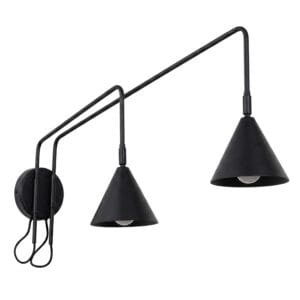 Switched NOX Twin Arm Wall Light - Black Uncategorized Great Lighting UK Ltd