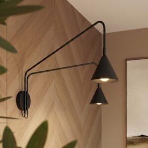 Switched NOX Twin Arm Wall Light - Black Uncategorized Great Lighting UK Ltd