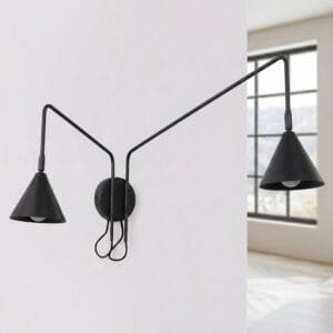 Switched NOX Twin Arm Wall Light - Black Uncategorized Great Lighting UK Ltd