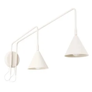 Switched NOX Twin Arm Wall Light - Natural Double Wall Lights Great Lighting UK Ltd