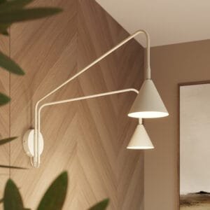 Switched NOX Twin Arm Wall Light - Natural Double Wall Lights Great Lighting UK Ltd