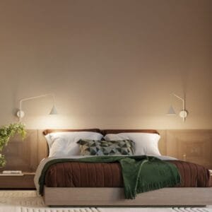 Switched NOX Twin Arm Wall Light - Natural Double Wall Lights Great Lighting UK Ltd