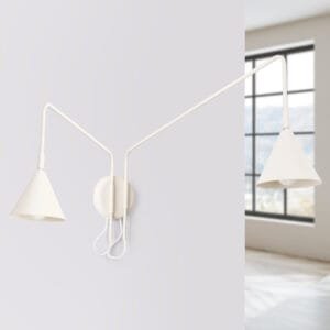 Switched NOX Twin Arm Wall Light - Natural Double Wall Lights Great Lighting UK Ltd