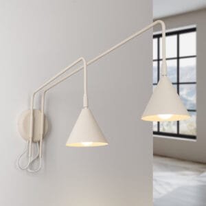 Switched NOX Twin Arm Wall Light - Natural Double Wall Lights Great Lighting UK Ltd