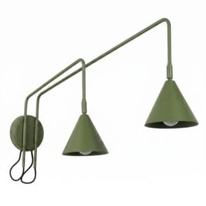 Switched NOX Twin Arm Wall Light - Olive Green Uncategorized Great Lighting UK Ltd