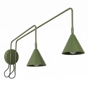 Switched NOX Twin Arm Wall Light - Olive Green Double Wall Lights Great Lighting UK Ltd