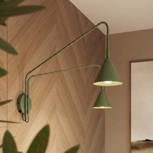 Switched NOX Twin Arm Wall Light - Olive Green Uncategorized Great Lighting UK Ltd