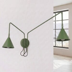 Switched NOX Twin Arm Wall Light - Olive Green Uncategorized Great Lighting UK Ltd