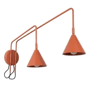 Switched NOX Twin Arm Wall Light - Red Ochre Double Wall Lights Great Lighting UK Ltd
