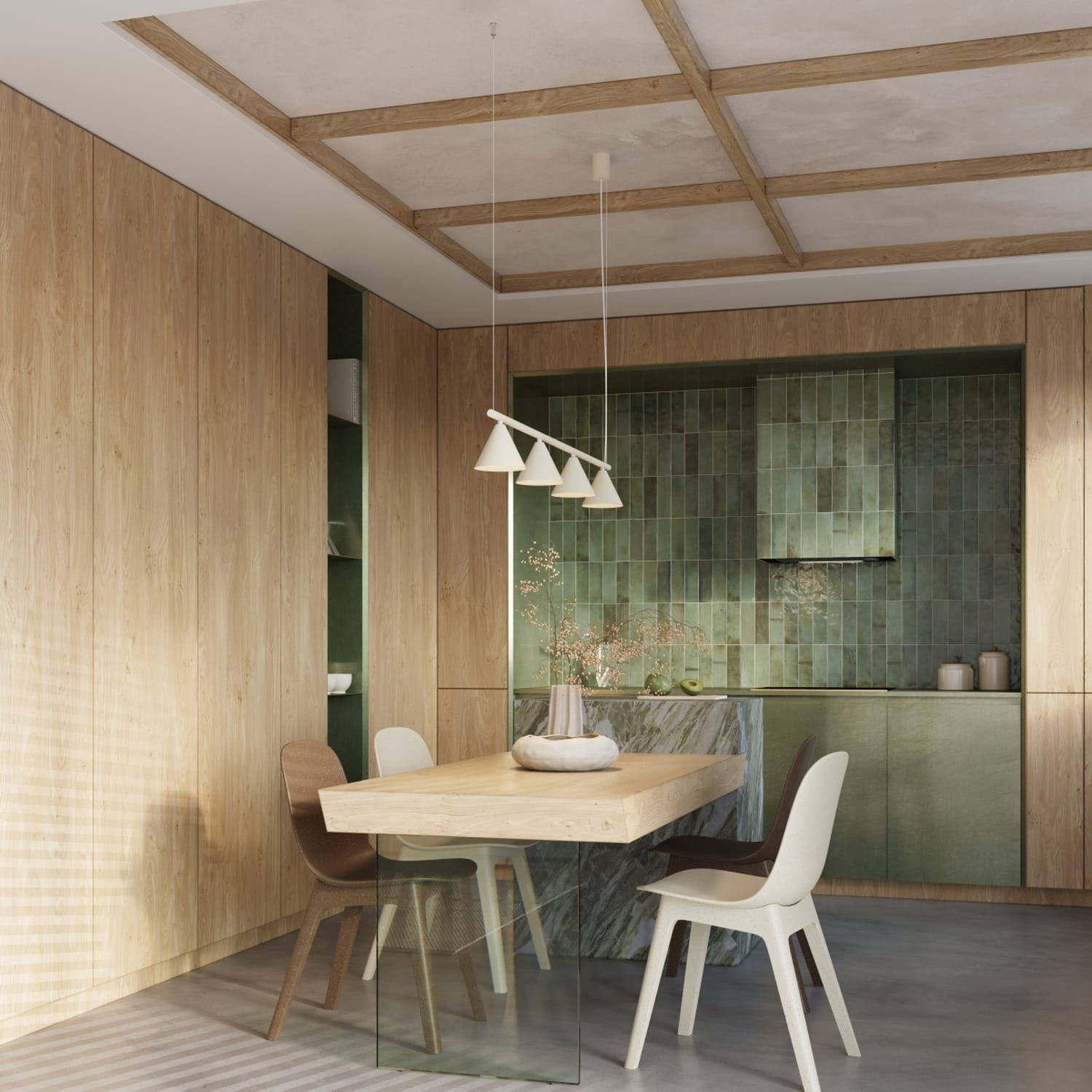NOX 4-Light Pendant Bar - Natural 4 Light Spotlights Great Lighting UK Ltd