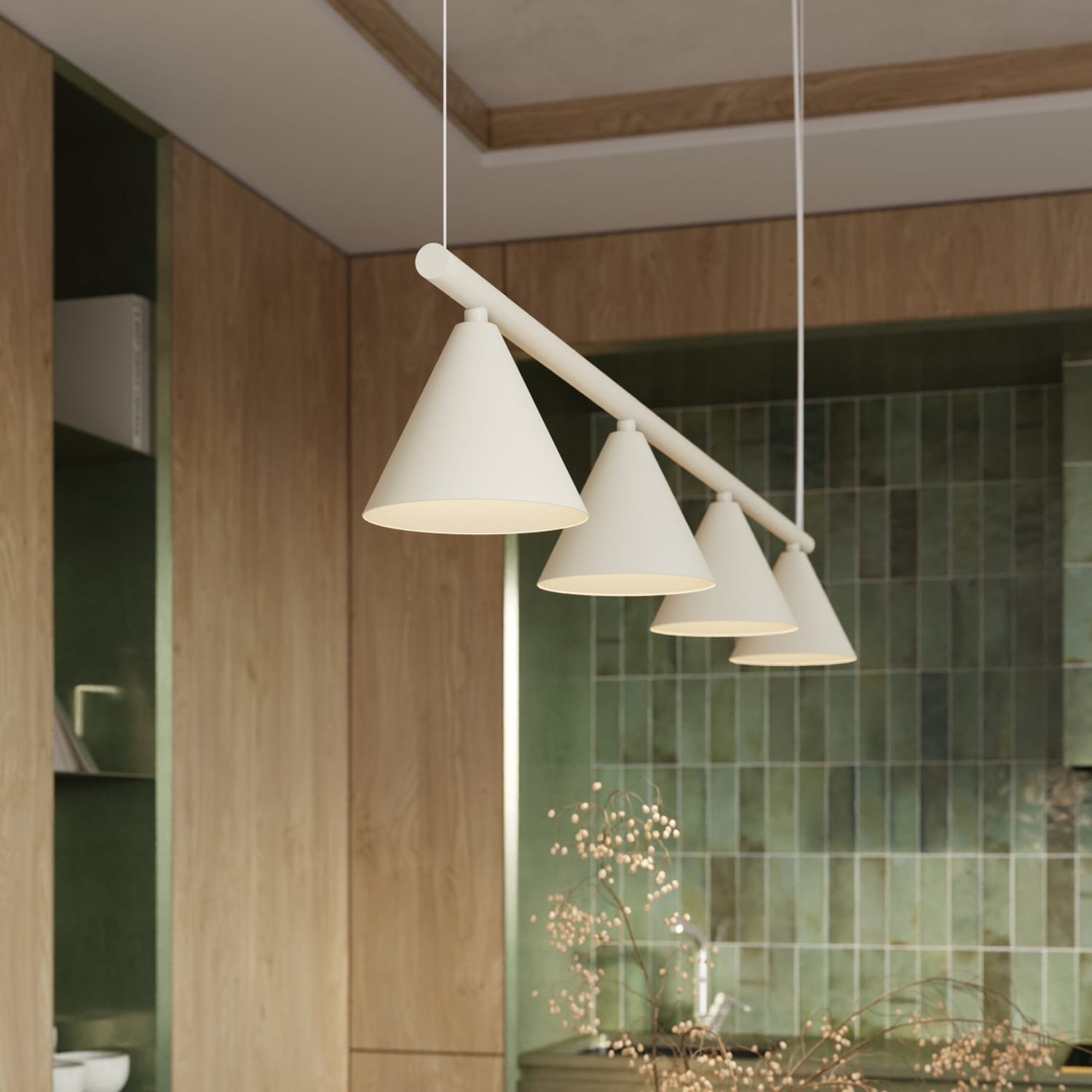 NOX 4-Light Pendant Bar - Natural 4 Light Spotlights Great Lighting UK Ltd