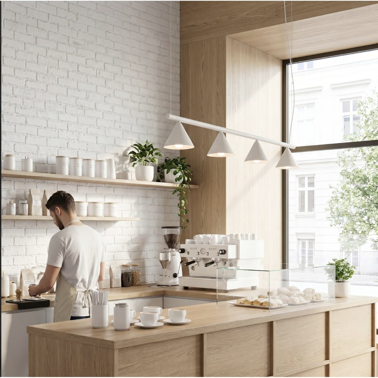 NOX 4-Light Pendant Bar - Natural 4 Light Spotlights Great Lighting UK Ltd