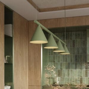 NOX 4-Light Pendant Bar - Olive Green 4 Light Spotlights Great Lighting UK Ltd