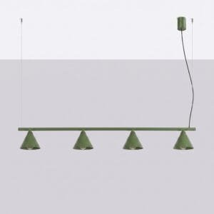 NOX 4-Light Pendant Bar - Olive Green 4 Light Spotlights Great Lighting UK Ltd