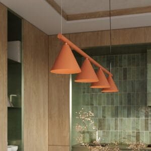 NOX 4-Light Pendant Bar - Red Ochre 4 Light Spotlights Great Lighting UK Ltd