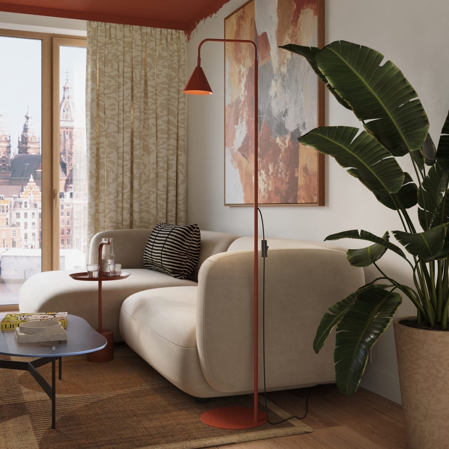 NOX Floor Light - Red Ochre Floor Lamps Great Lighting UK Ltd