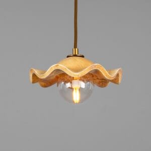 Wavy Ceramic Rivale Pendant Light in Oatstone 21cm Bedroom Pendant Lights Great Lighting UK Ltd