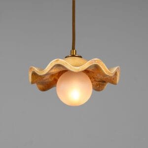 Wavy Ceramic Rivale Pendant Light in Oatstone 21cm Bedroom Pendant Lights Great Lighting UK Ltd