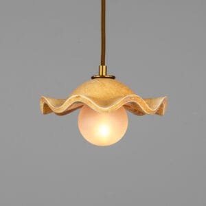 Wavy Ceramic Rivale Pendant Light in Oatstone 21cm Artisan Ceramic Lighting Great Lighting UK Ltd