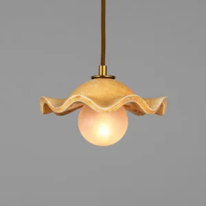 Wavy Ceramic Rivale Pendant Light in Oatstone 21cm Bedroom Pendant Lights Great Lighting UK Ltd