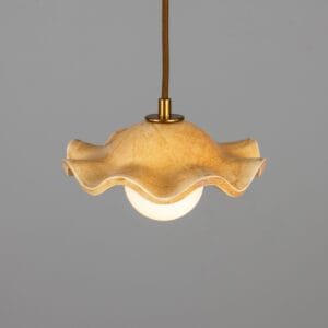 Wavy Ceramic Rivale Pendant Light in Oatstone 21cm Bedroom Pendant Lights Great Lighting UK Ltd