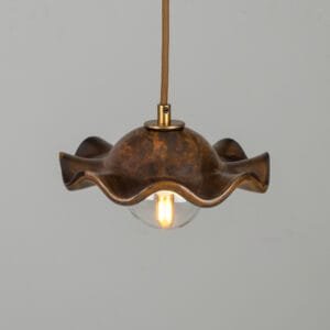Wavy Ceramic Rivale Pendant Light in Rust Iron 21cm Bedroom Pendant Lights Great Lighting UK Ltd