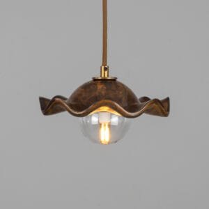 Wavy Ceramic Rivale Pendant Light in Rust Iron 21cm Bedroom Pendant Lights Great Lighting UK Ltd