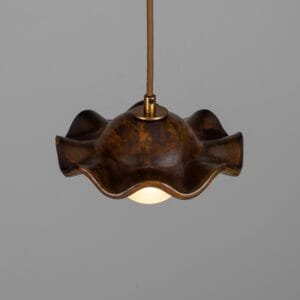 Wavy Ceramic Rivale Pendant Light in Rust Iron 21cm Bedroom Pendant Lights Great Lighting UK Ltd